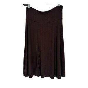 Lock & Love Womens Brown Midi Skirt Size XL A-Line Modal Soft Knit Pull On Boho